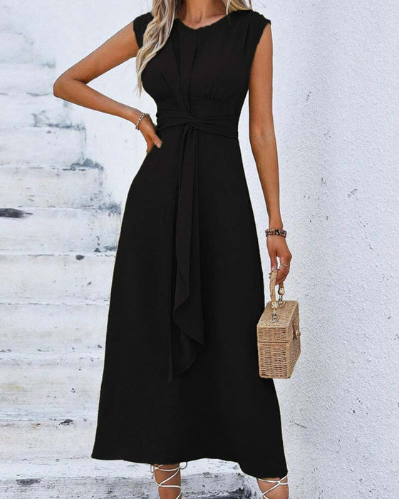 Kleid Einfarbig Tailliert Bindung