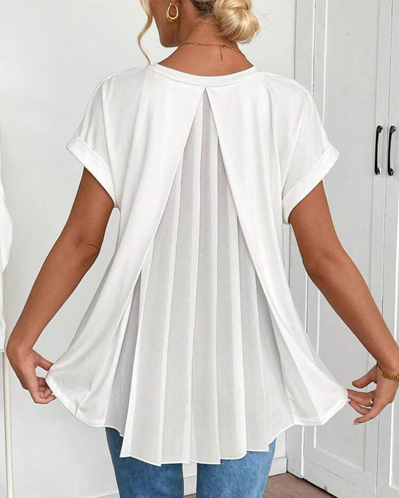 T-Shirt kurzärmelig einfarbig Patchwork