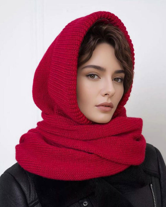 Großhandel Einfarbiger Gestrickter Kapuzenschal