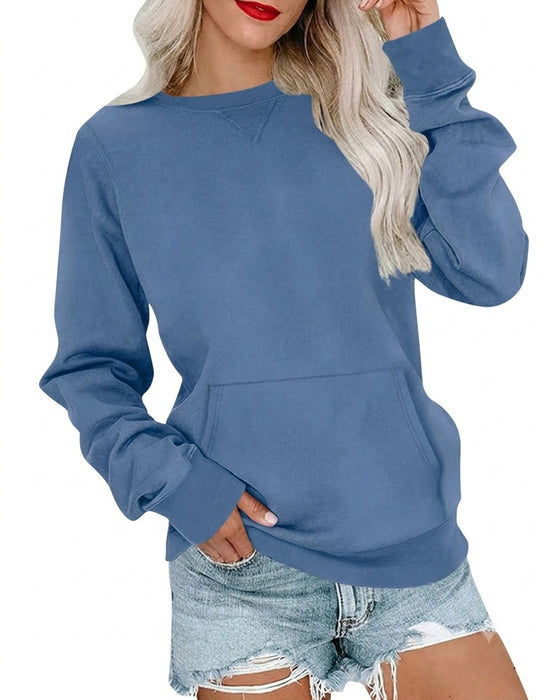 Sweatshirt Einfarbig Rundhals Langarm Lässig