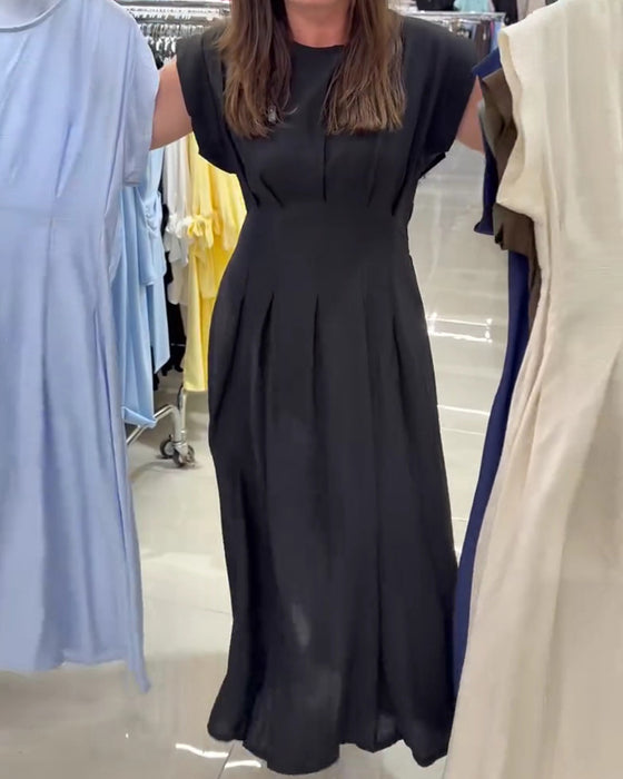 Kleid Gerafft Flatterärmel Taille