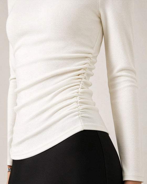 Top Halb Turtleneck Seite Gerafft Unterzieh