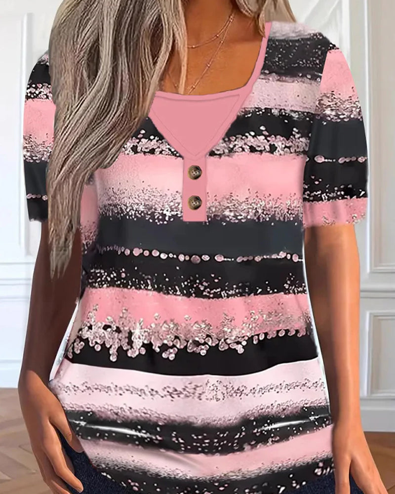 T-Shirt Druck Patchwork Falsch Zweiteilig