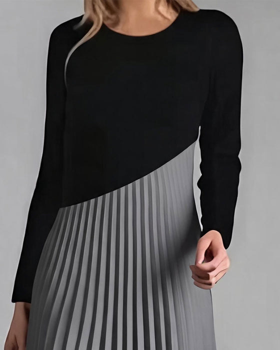 Kleid Patchwork Plissiert Midi