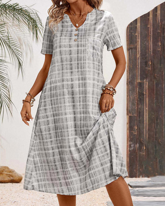 Kleid Kurzarm Kariert Lässig
