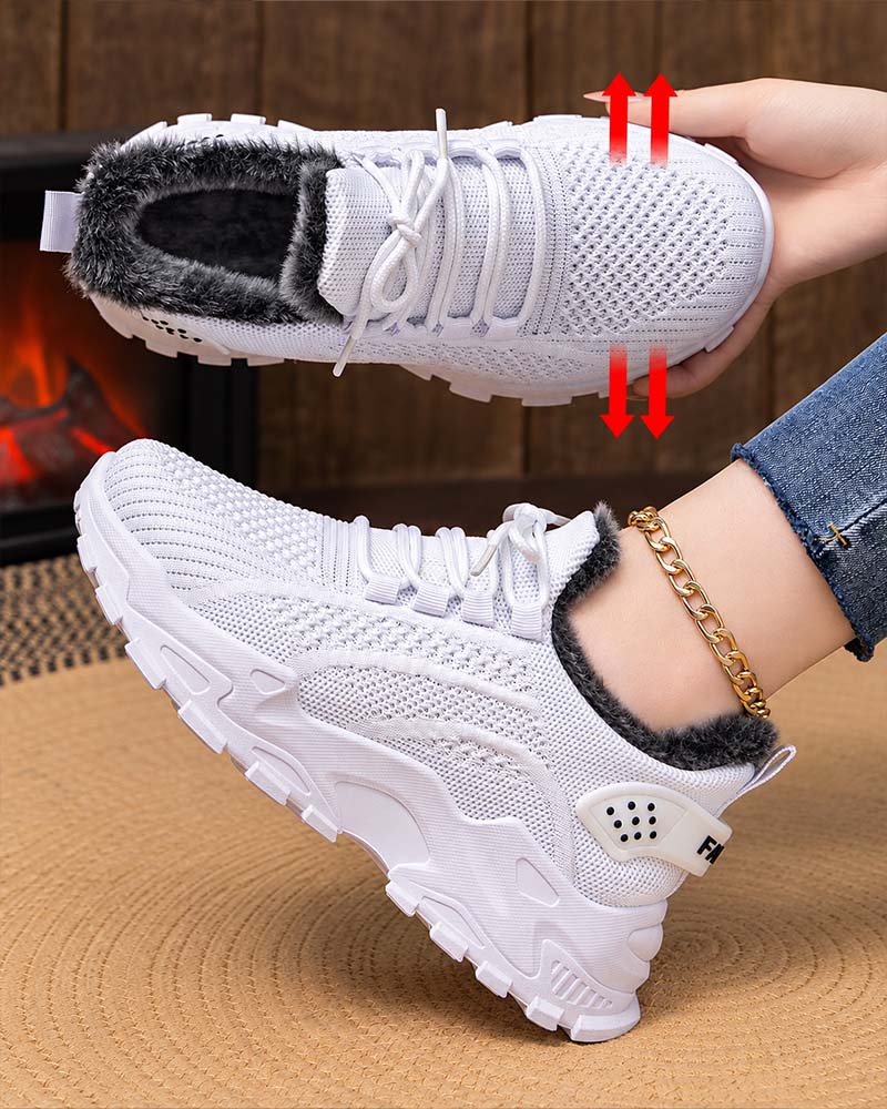 Sneaker Dicke Sohle Fleece Gefüttert Schnee