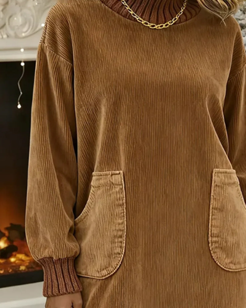 Retro-Kleid mit Stehkragen und langen Ärmeln