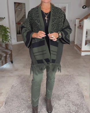 Langarm-Cardigan mit Leopardenmuster