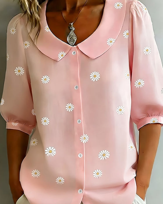 Lässige Bluse Mit Blumenmuster Und Puffärmeln