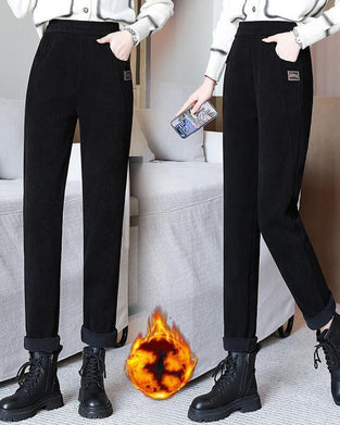 Warme Hochtaillierte Hose mit Wollfutter