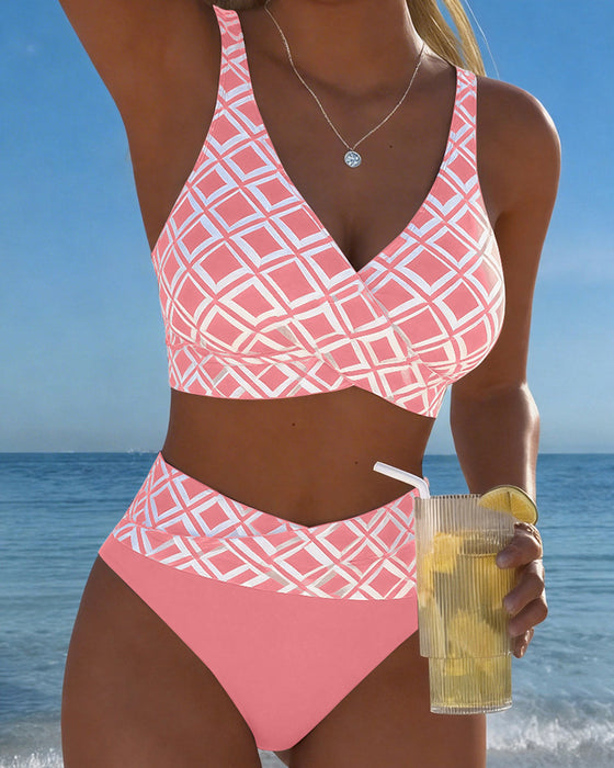 Zweiteiliger Bikini Mit Bh-Schnitt Und Diamantmuster
