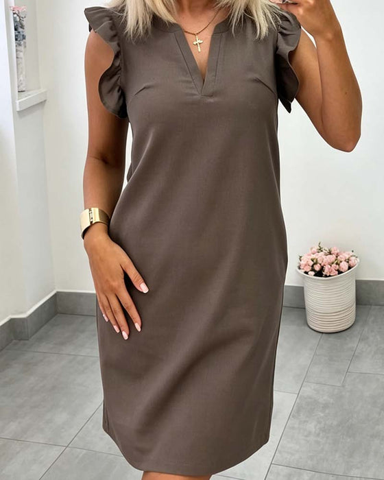 Kleid Flatterärmel Gerade