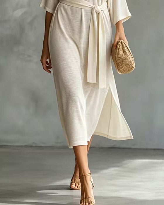 Kleid Off-Shoulder Bindung Schlitz