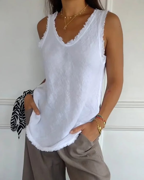 Tanktop Ärmellos Einfarbig Einfach