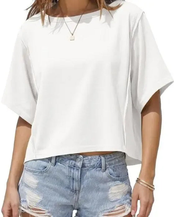 T-Shirts Kurz Drop Schulter Locker