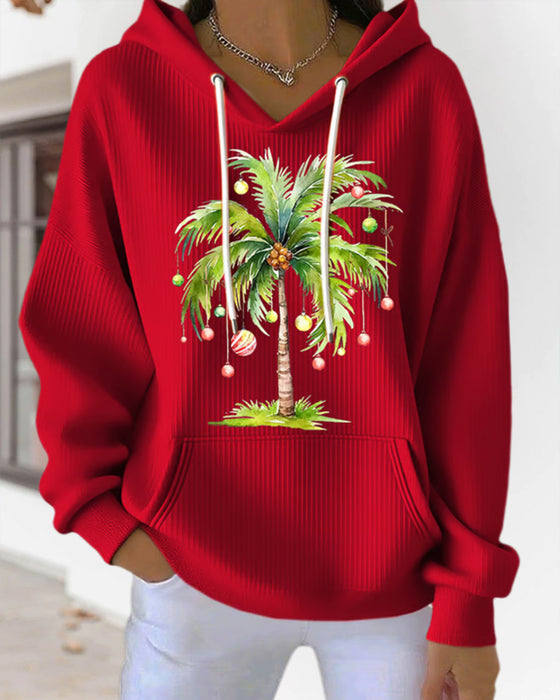 Sweatshirt Mit Kapuze Casual Palmen Druck
