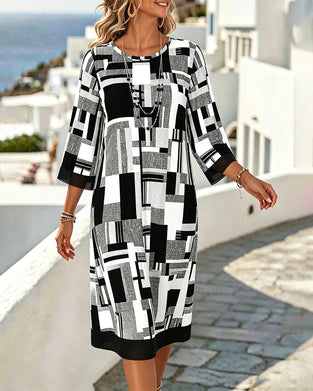 Kleid Geometrisch Print Lässig