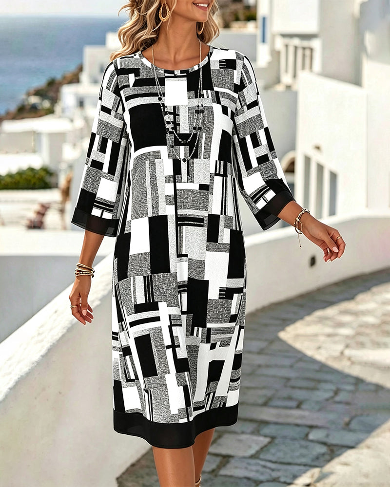 Kleid Geometrisch Print Lässig