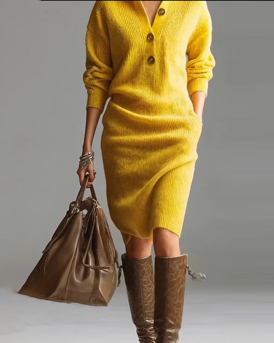 Pulloverkleid lässig einfarbig Herbst und Winter