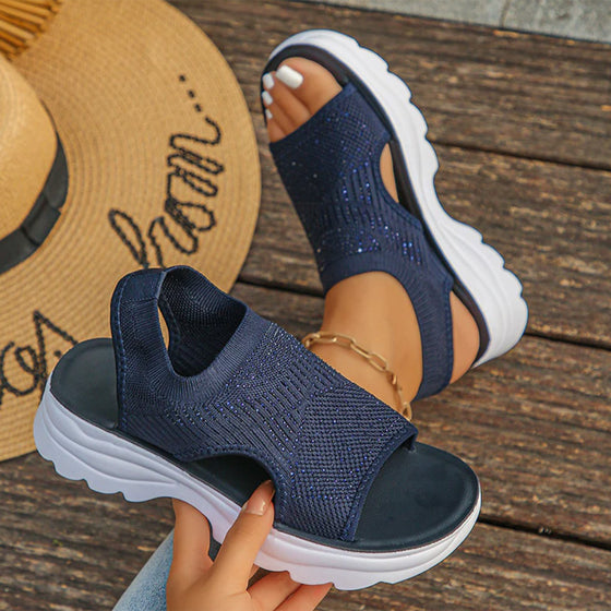 Atmungsaktive Plateau-Sandalen aus Mesh für Damen