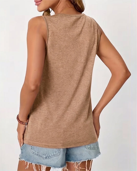 Tanktop Einfarbig U-Ausschnitt Plissiert