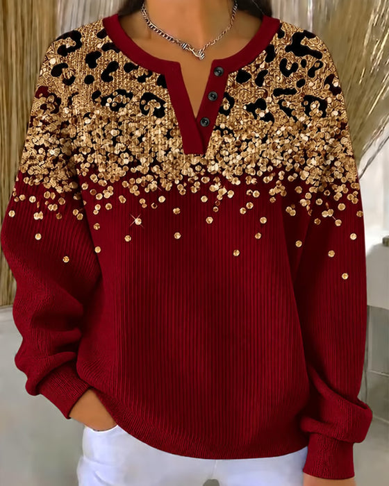 Sweatshirt Leopard Druck Mode Lässig