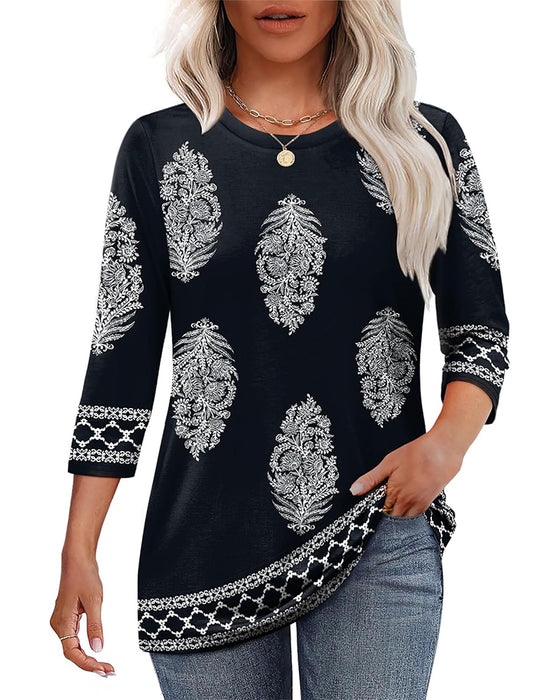 Top Gedruckt Dreiviertelärm Rundhalsausschnitt