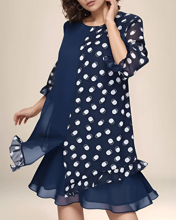 Kleid mit Patchwork im Punktmuster