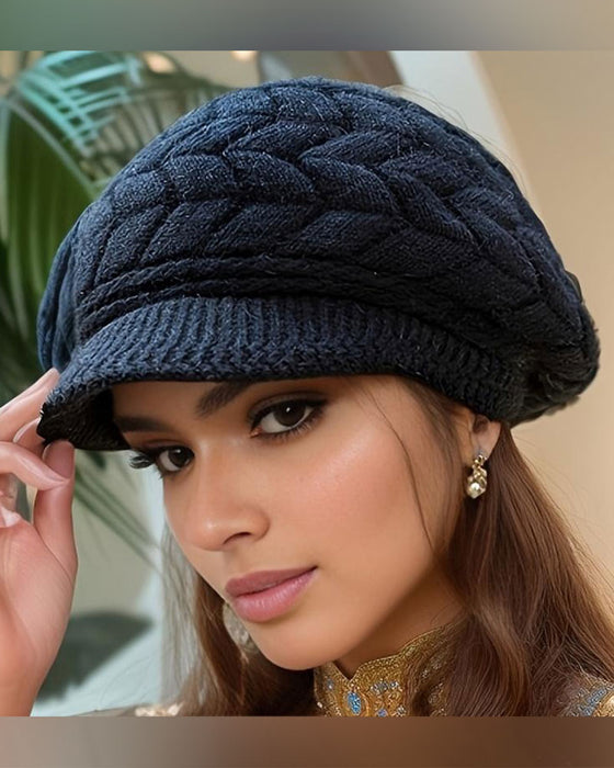 Damen Zopfstrick Winter Slouchy Beanie Mütze Weich Warm Dehnbar