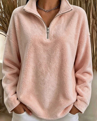 Sweatshirt Reißverschluss Kleiner Stehkragen Pullover