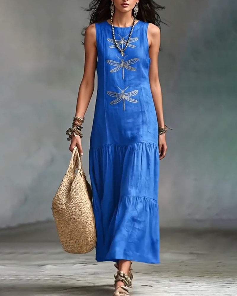 Kleid A-Saum Ärmellos Lang