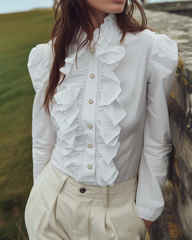 Bluse Französische Spitze Rüsche