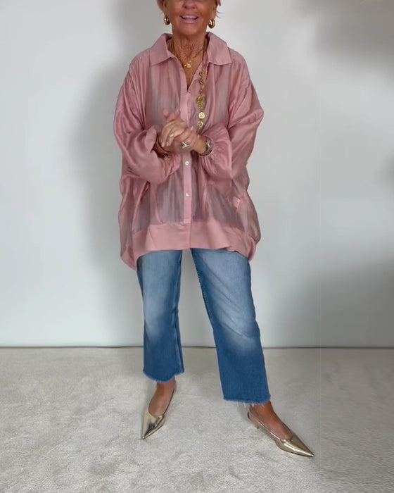 Hemd Laterne Ärmel Sheer Locker