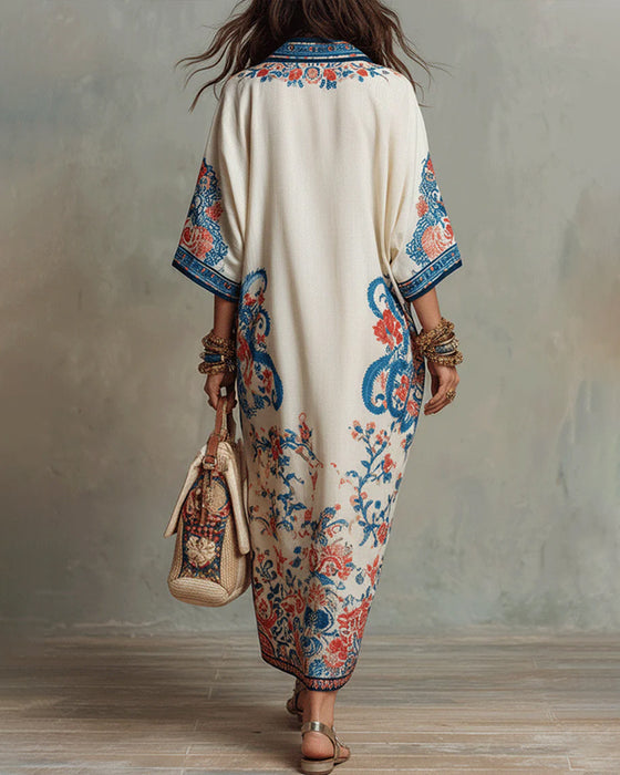 Kleid Bohemian Revers Lässig