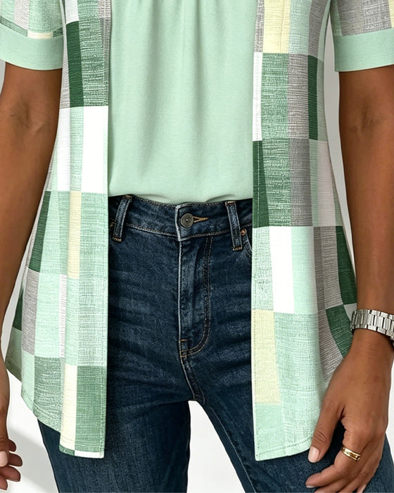 T-Shirt Fake Zweiteiliger Geometrischer Print