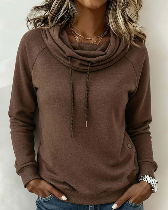 Sweatshirt Mock-Kragen Bindung Lässig Pullover