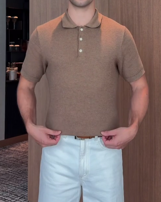 Herren-T-Shirt Mit Weiter Passform Und Lässigem Polokragen