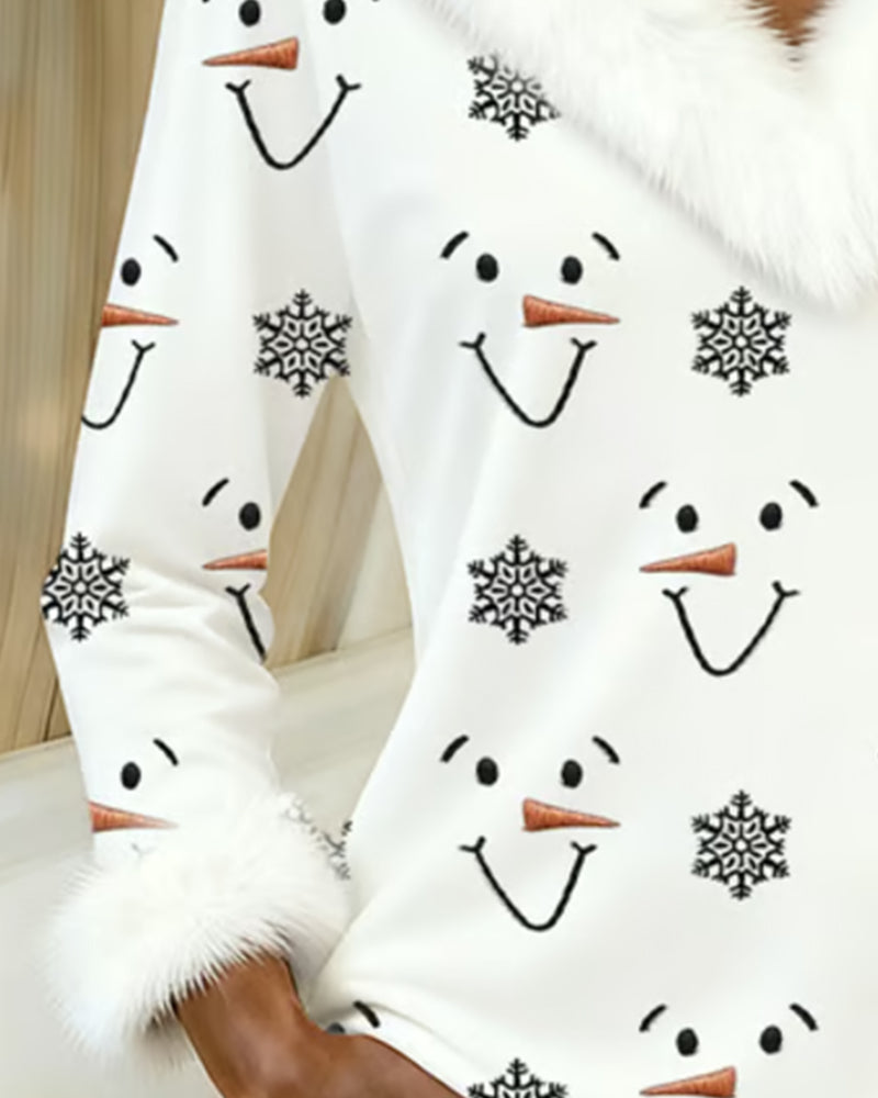 Oberteil modisch bedruckt Fellkragen