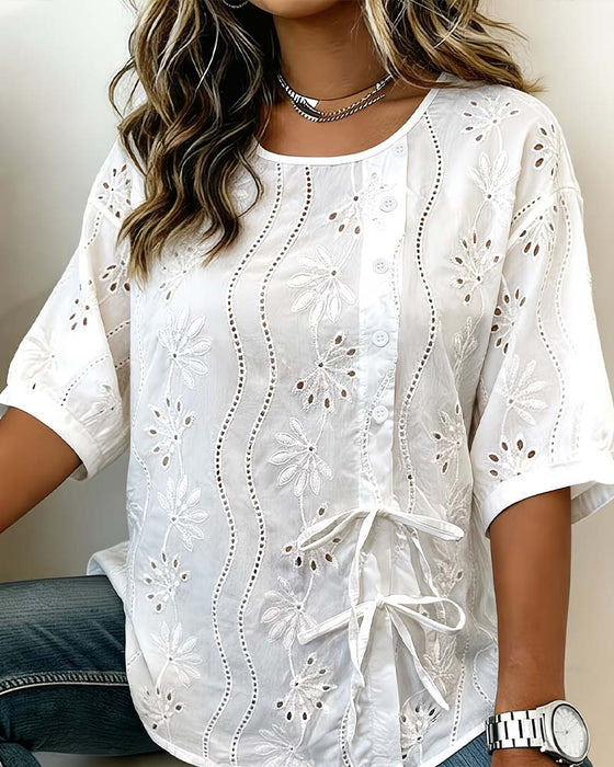 Bluse Seite Binden Ausschnitt