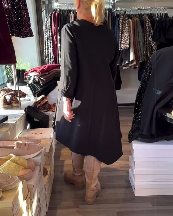 Kleid Glitzer Einsatz Runder Halsausschnitt