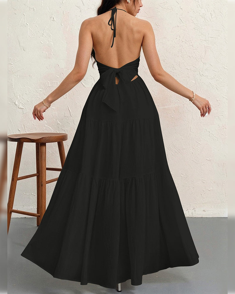 Kleid Mode Uni Halter