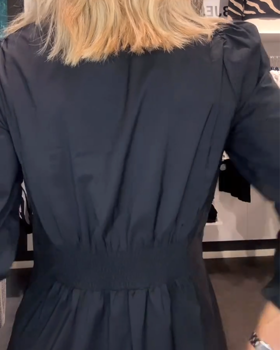 A-Linien-Kleid Mit Puffärmeln Und Tailliertem Schnitt