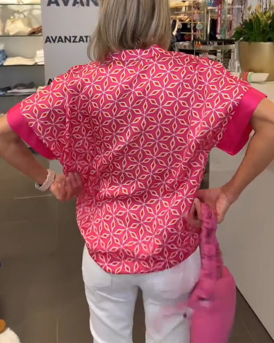 Bluse V-Ausschnitt Druck