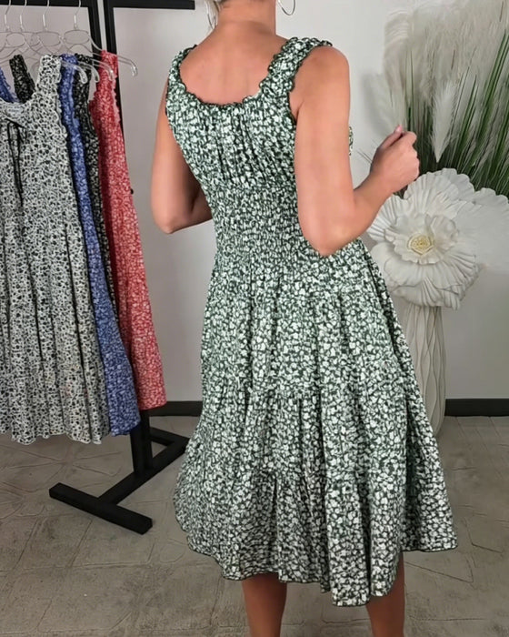 Kleid Blumen Träger Schnürung Taille