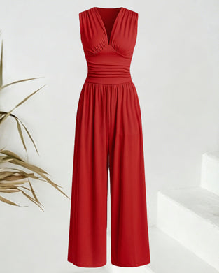 Jumpsuit Unifarben gerippt ärmellos