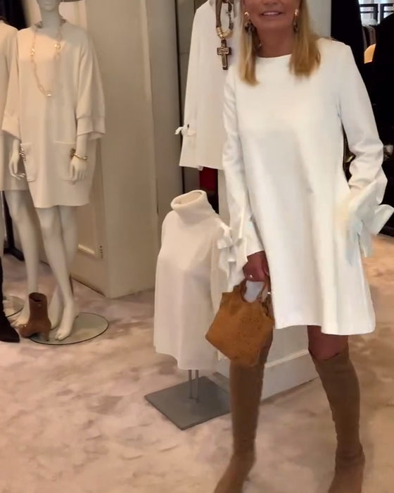 Kleid Modisch Rundhals Schleifenärmel