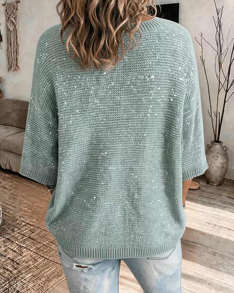 Pullover Rundhals 3/4 Ärmel Lässig