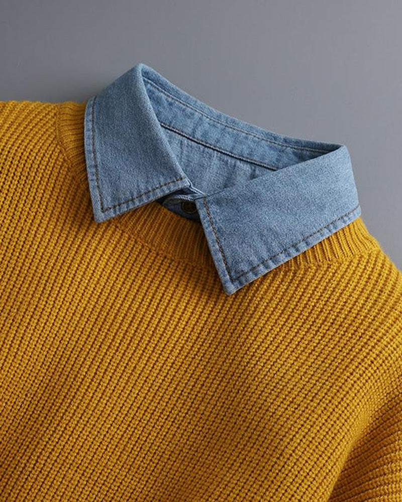 Kragen Klassisch Edgy Denim Falsch