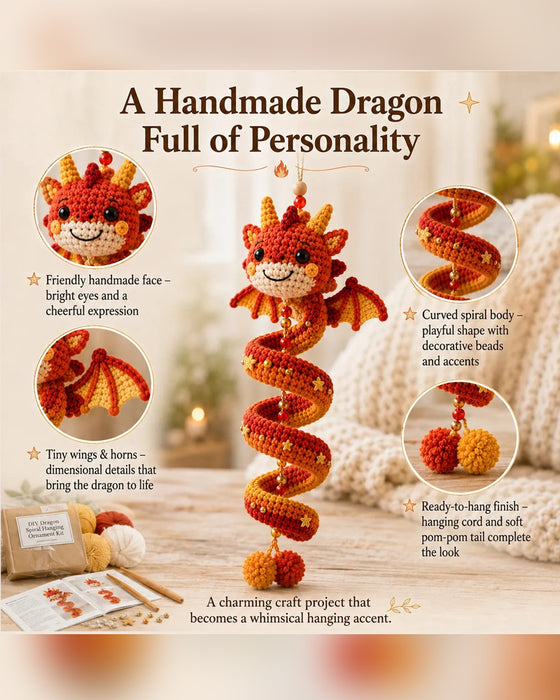 🐉 Anfängerfreundliches DIY-Set für ein verzaubertes Drachen-Spiral-Hängeornament | Komplettset inklusive aller Werkzeuge und einer Schritt-für-Schritt-Anleitung 💕