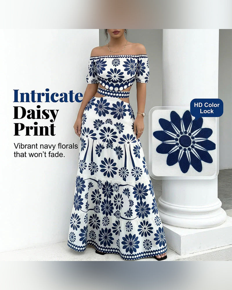 Kleid Off-Shoulder Blumig Ausschnitt